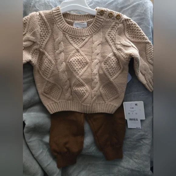 Grayson Mini Cable Knit Sweater And Pant Set - Picture 1 of 5